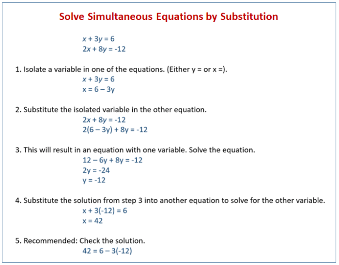 System of equations substitution worksheet