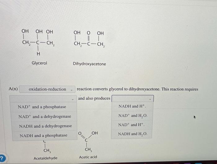 For each pair of biomolecules identify the type of reaction