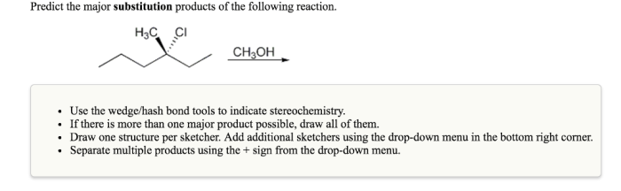 Predict the major substitution products of the following reaction.